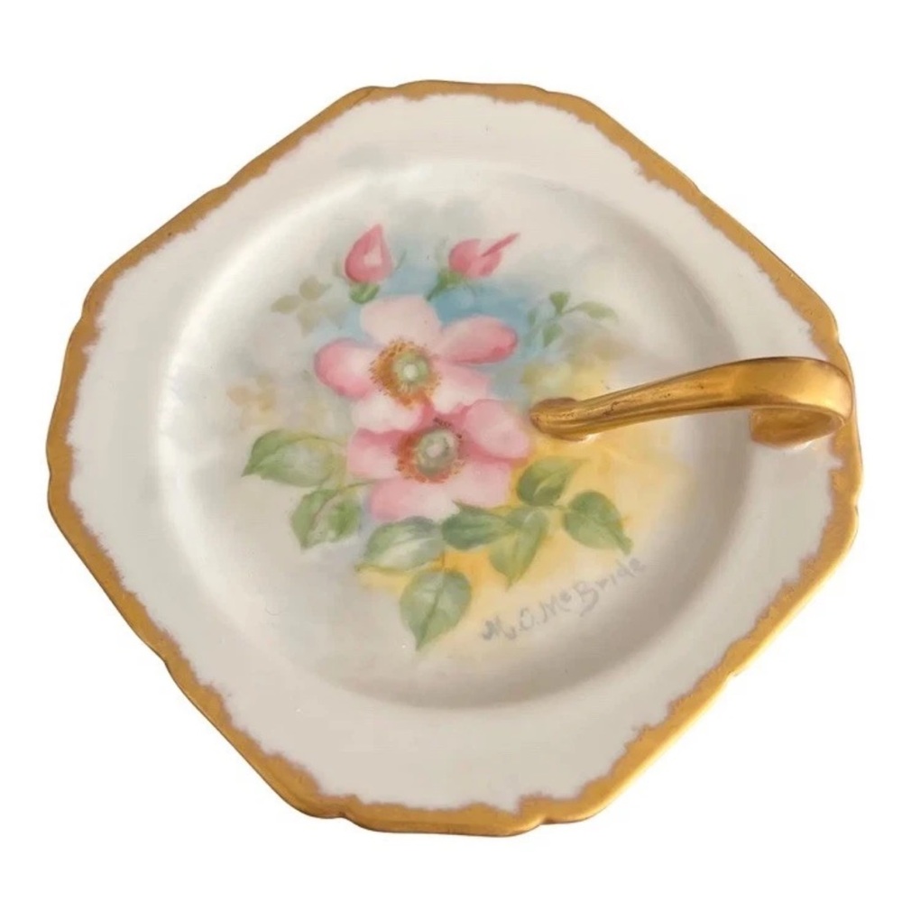 Antique Handpainted Dresser Tray, Tidbid Plate, ARTIST SIGNED